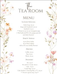 2026 Tea Room Menu